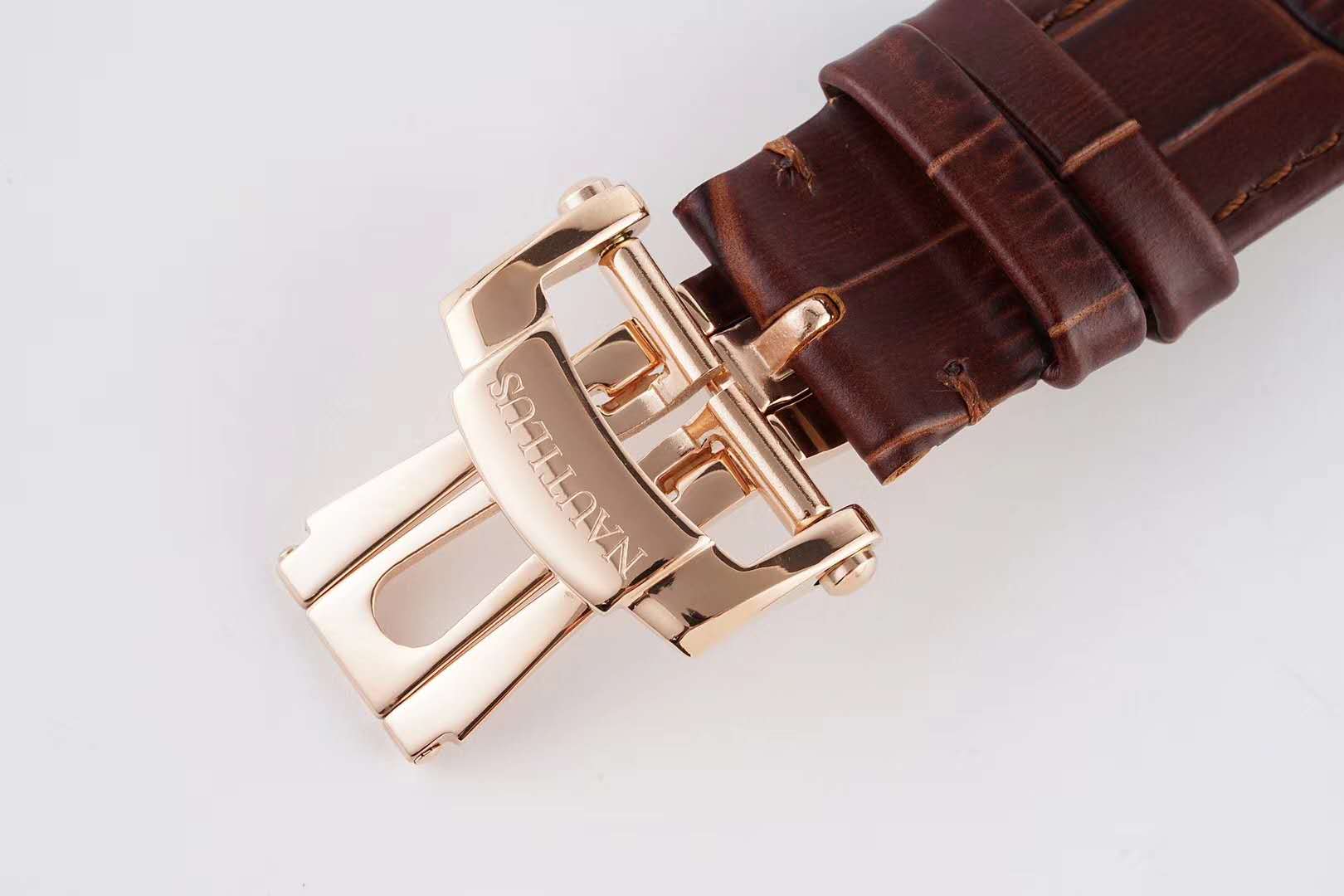 Nautilus Chronograph 5980/1R in Rose Gold on Brown Leather Strap