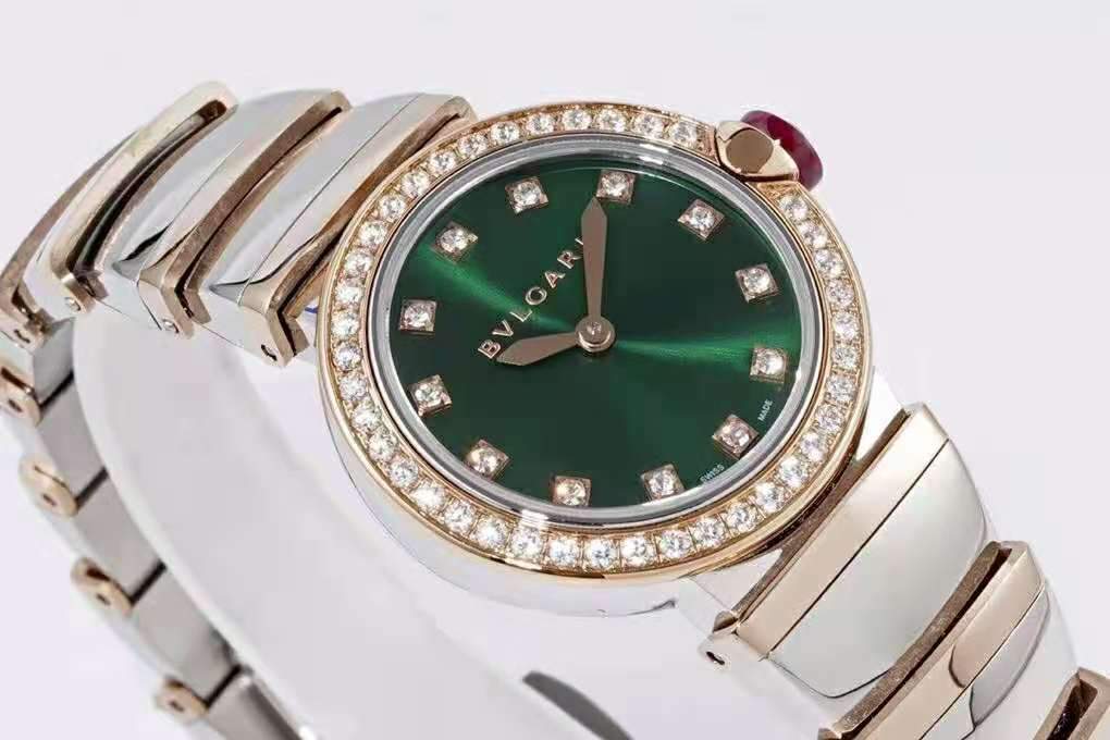 Lvcea Emerald Green Dial in Rose Gold/Steel with D1am0nd Bezel