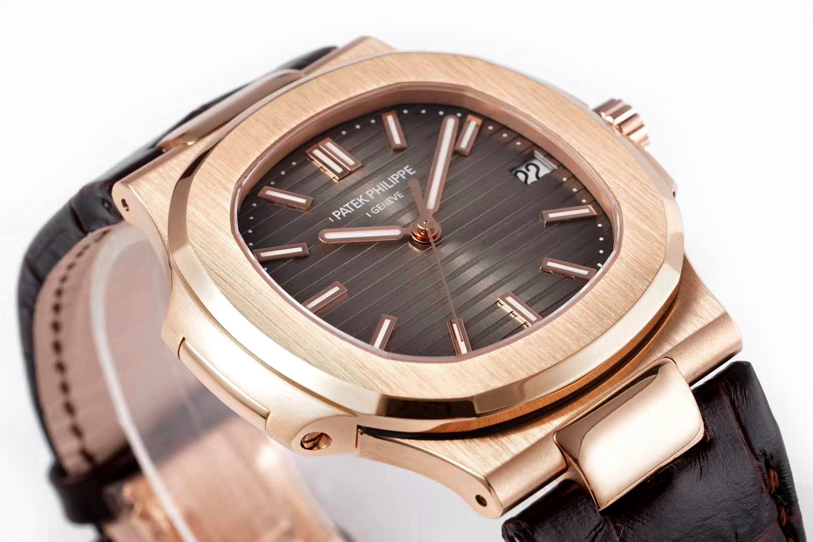 Nautilus Jumbo 5711 Brown Dial in Rose Gold with Brown Leather Strap