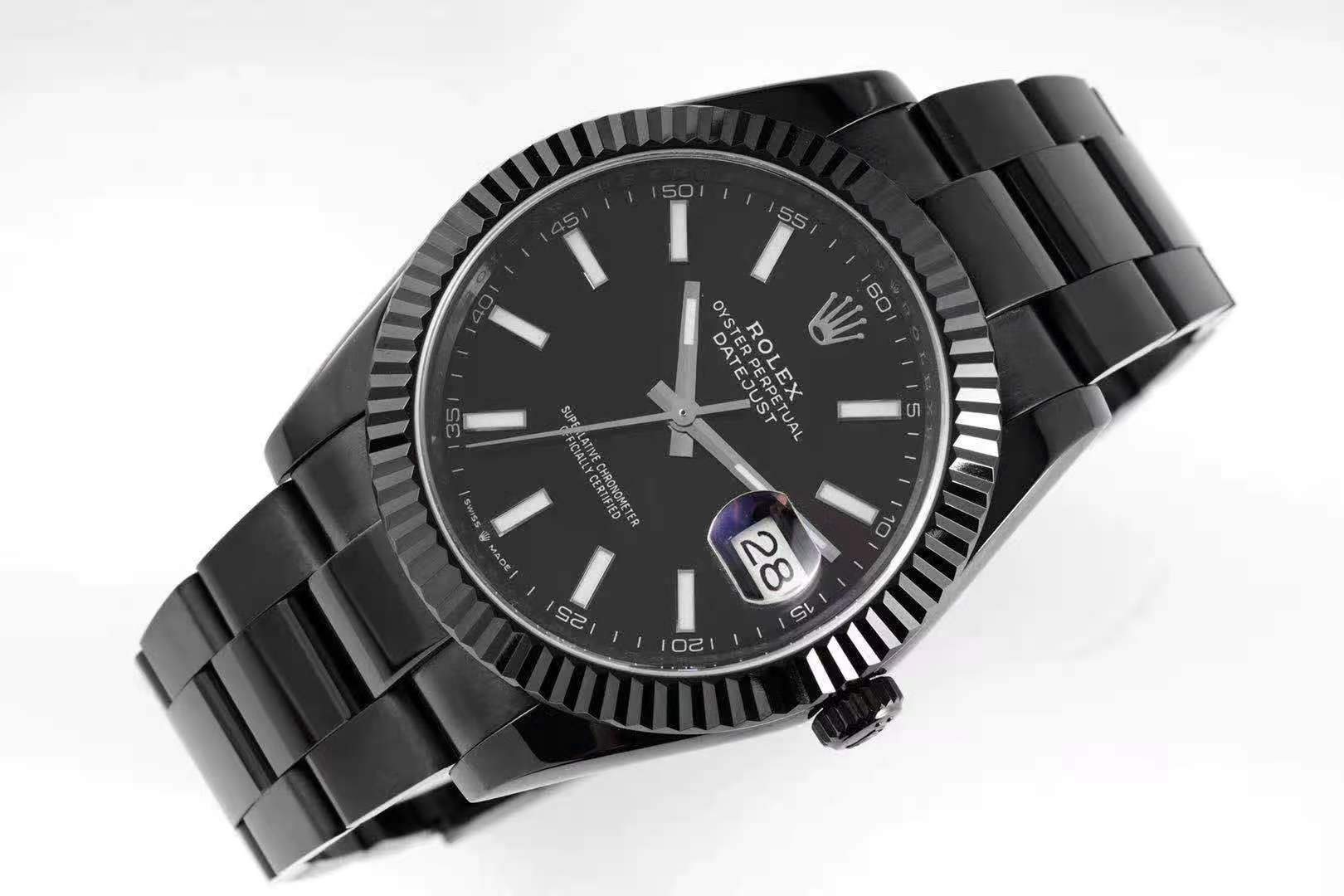Datejust 41 Black Dial with Stick Markers in PVD Black