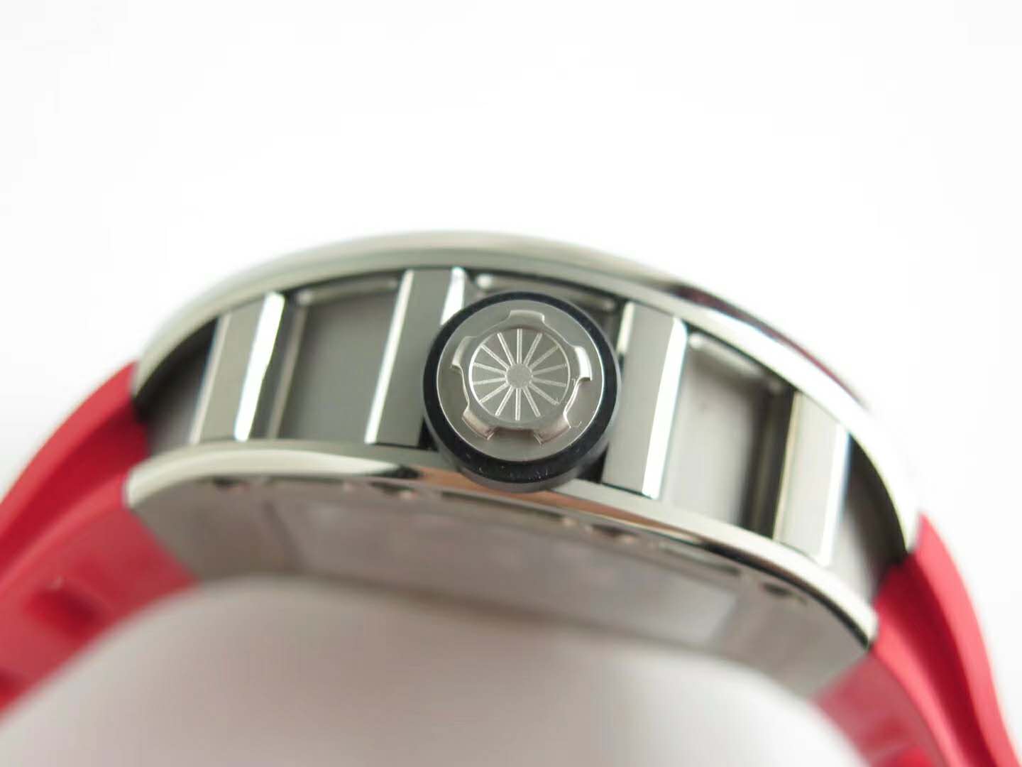 RM 052-01 Tourbillon Skull in Titanium on Red Rubber Strap